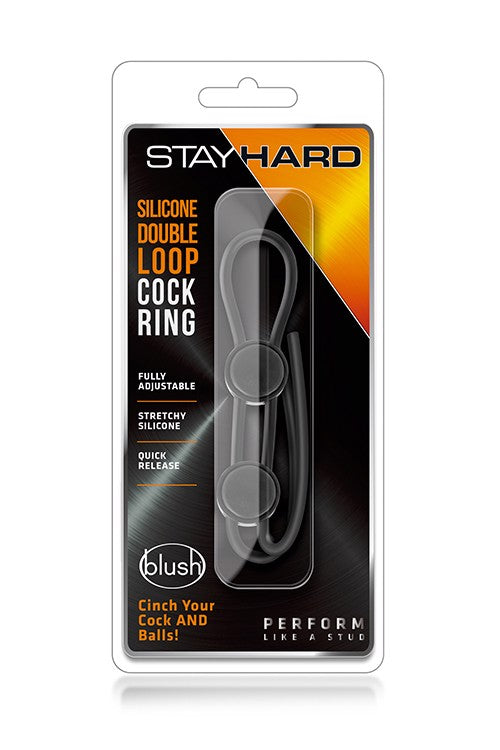 Stay Hard - Silicone Double Loop Cock Ring - Black - Men's Toys - www.Coyha.com