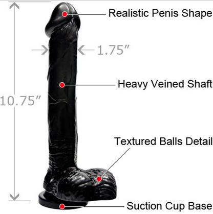 9 inches Cock with Balls & Suction Cup Black - Dildos - www.Coyha.com