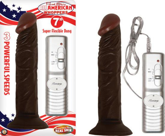 All American Whopper Vibrating 7 inches Dildo Brown - Vibrators - www.Coyha.com