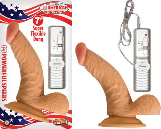 All American Whopper Vibrating 7 inch Dildo, Balls Beige - Vibrators - www.Coyha.com