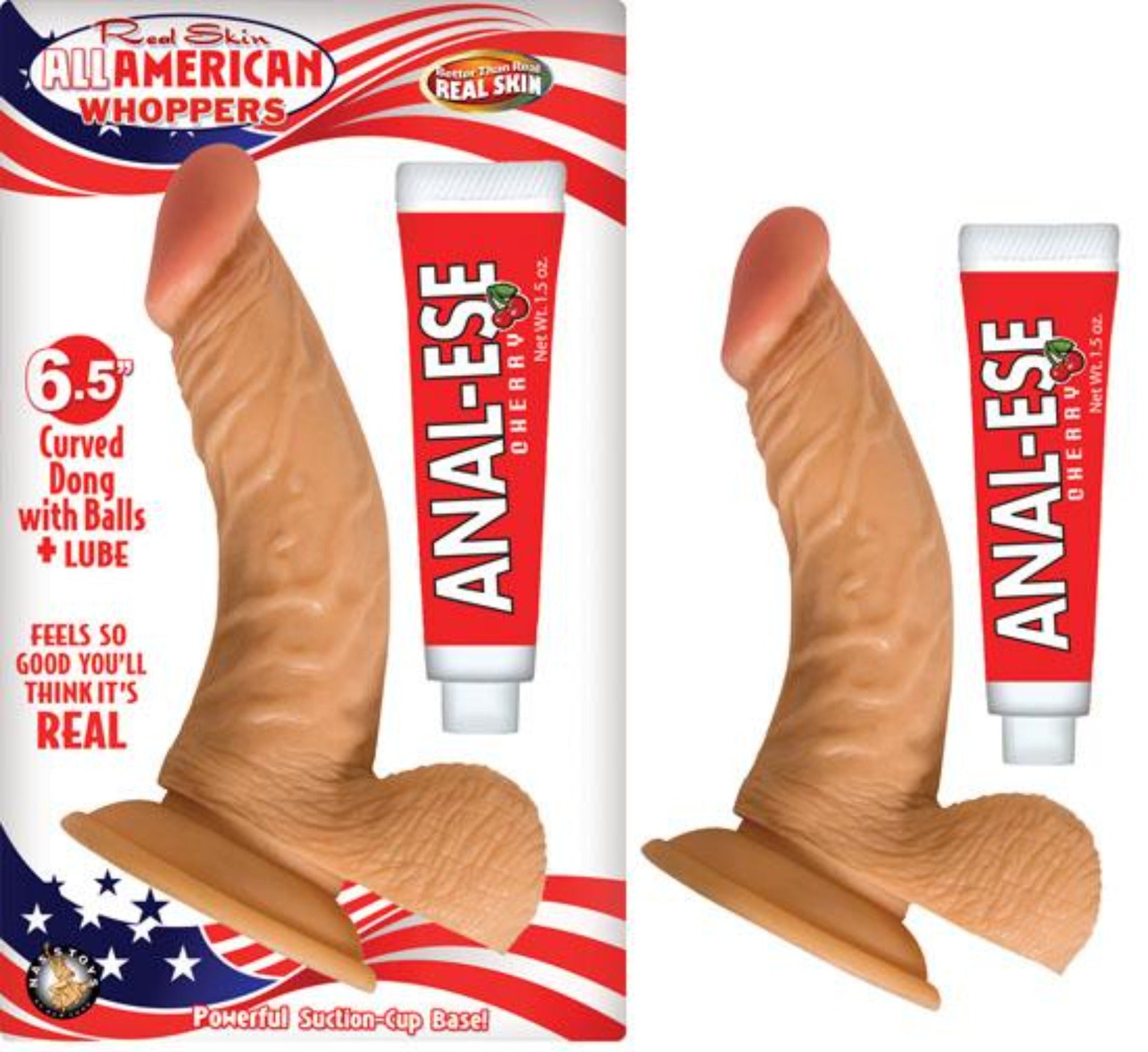 All American Whoppers 6.5 inches Curved Dildo Dong Balls + Anal Ese - Dildos - www.Coyha.com