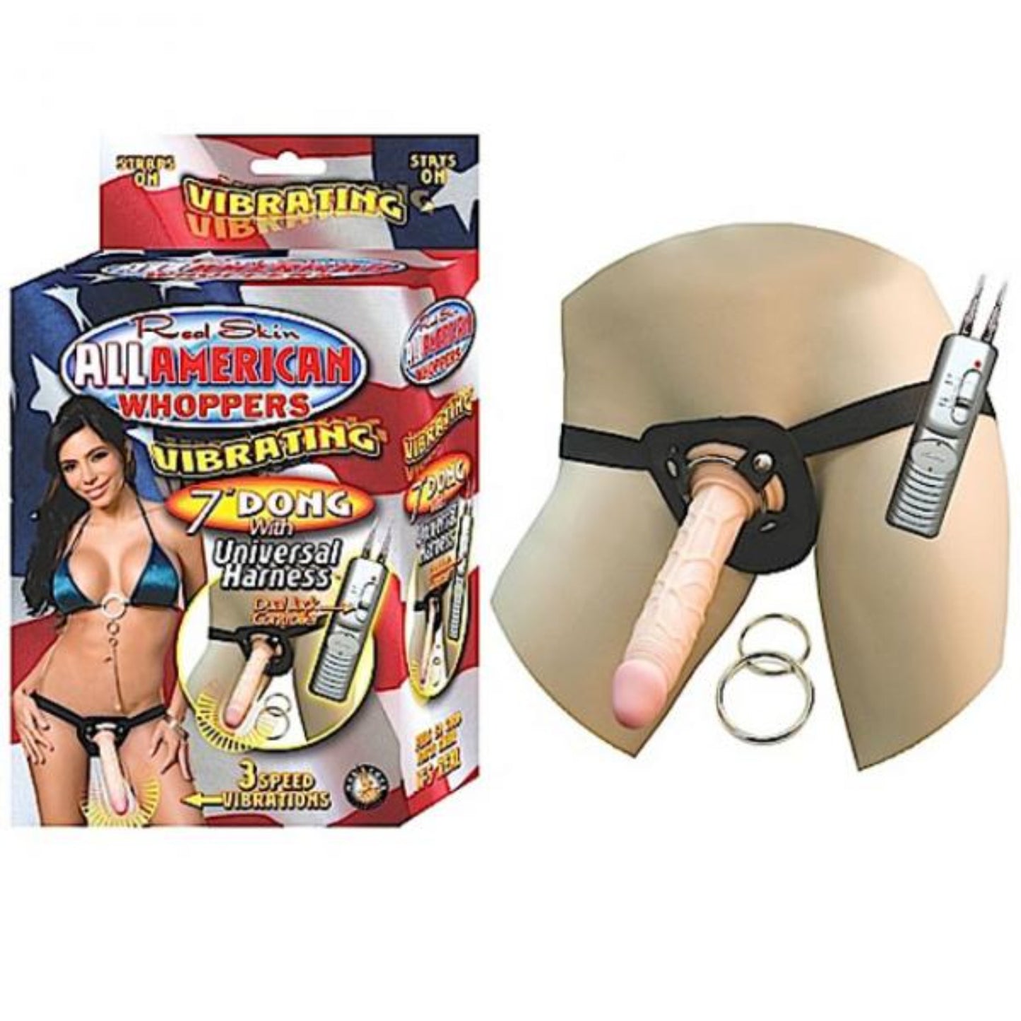 All American Whoppers 7 inch Vibrating Dildo Universal Harness - Dildos - www.Coyha.com