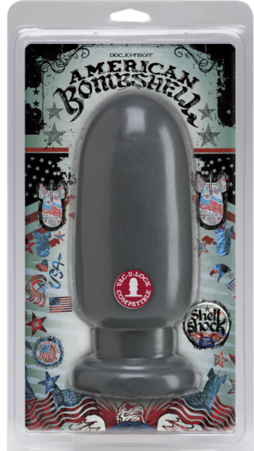 American Bombshell Shell Shock Large Anal Butt Plug Gray - Anal Toys - www.Coyha.com