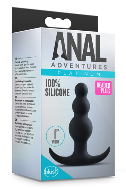 Anal Adventure Platinum Beaded Butt Plug Black - Anal Toys - www.Coyha.com