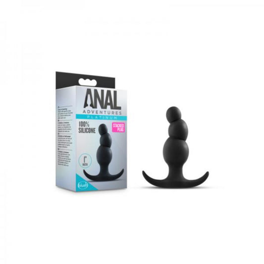 Anal Adventure Platinum Stacked Anal Butt Plug Black - Anal Toys - www.Coyha.com