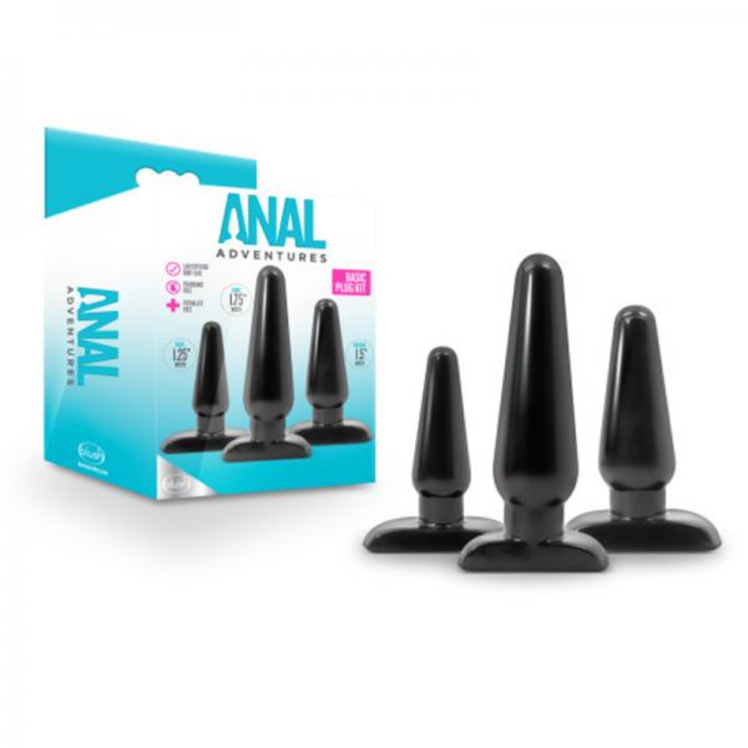 Anal Adventures Basic Anal Butt Plug Kit Black - Anal Toys - www.Coyha.com