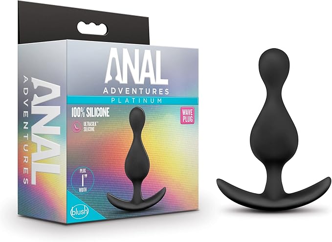 Anal Adventures Platinum Wave Anal Butt Plug Black - Anal Toys - www.Coyha.com