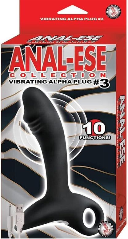 Anal-ese Collection Vibrating Alpha Anal Butt Plug #3 - Black Anal Toys - www.Coyha.com