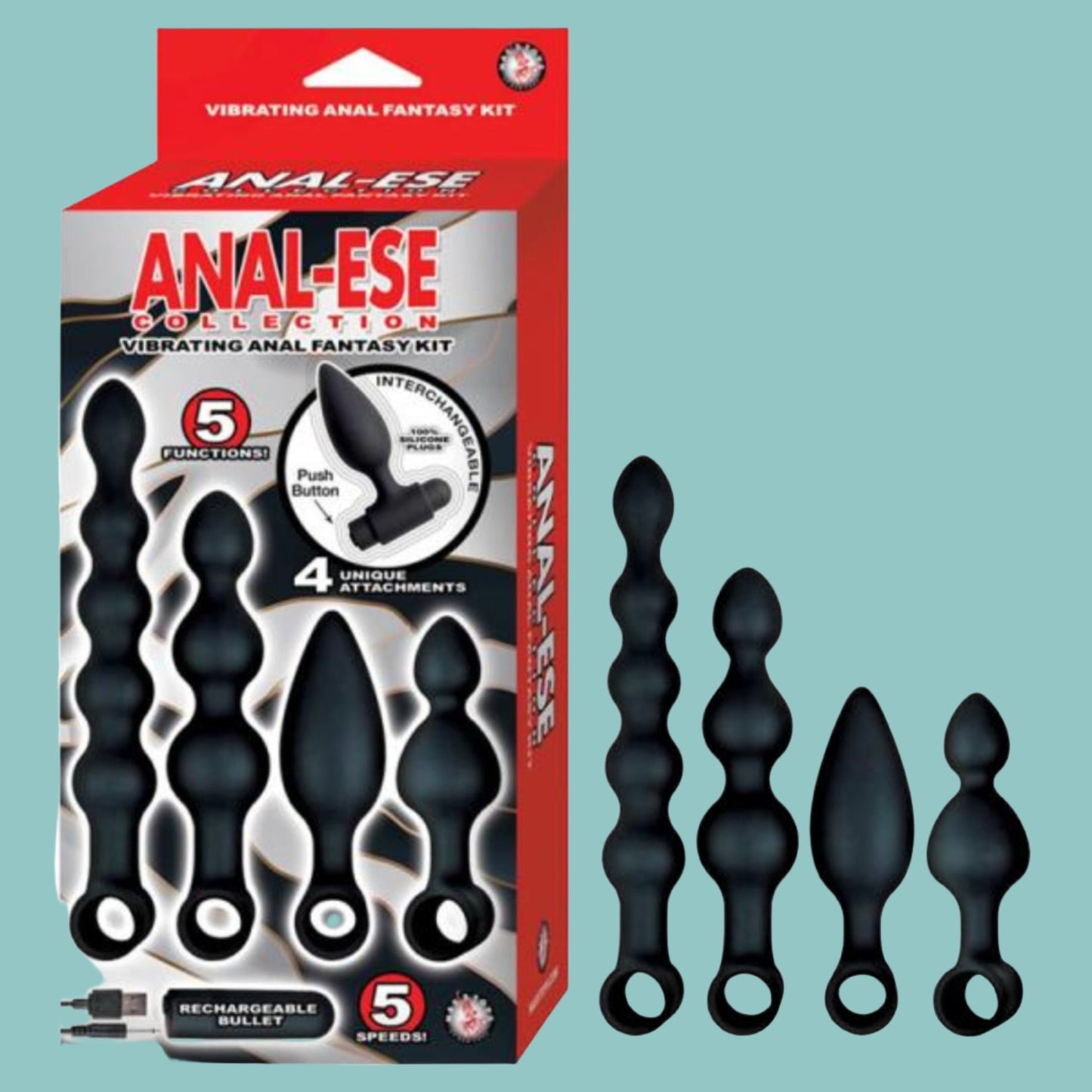 Anal-ese Collection Vibrating Anal Fantasy Kit - Black - Anal Toys - www.Coyha.com