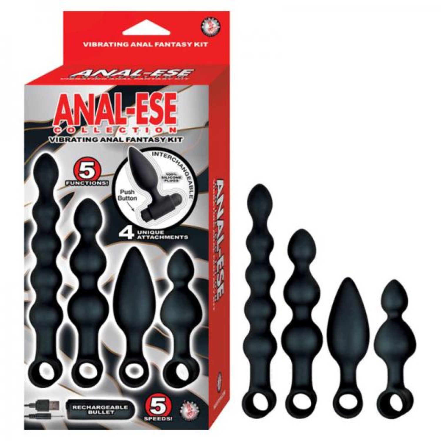 Anal-ese Collection Vibrating Anal Fantasy Kit - Black - Anal Toys - www.Coyha.com