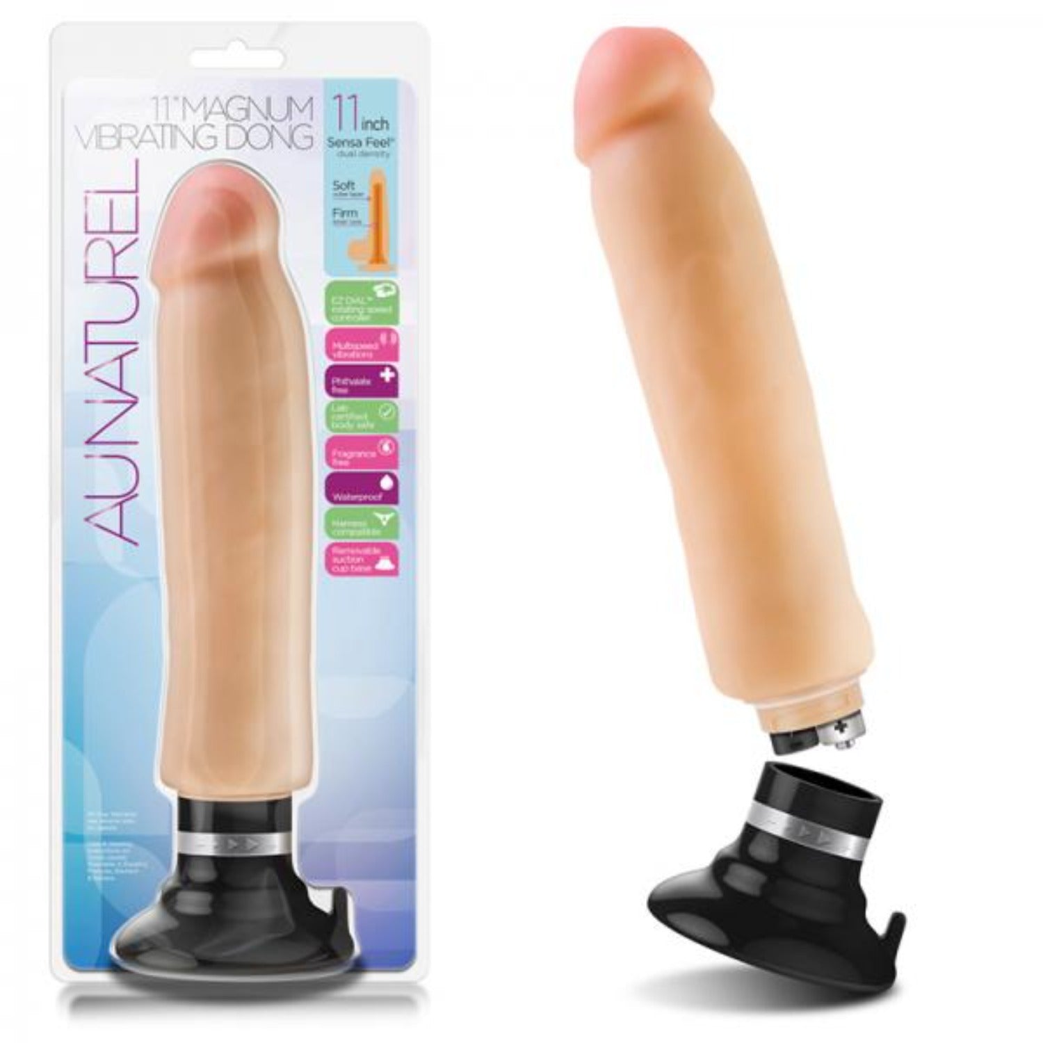 Au Naturel 11 inch Dildo Magnum Vibrating Dong Beige - Vibrators - www.Coyha.com