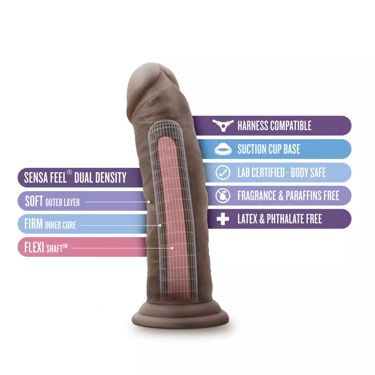 Au Naturel - 8in Dildo With Suction Cup - Chocolate - Dildos - www.Coyha.com