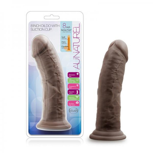 Au Naturel - 8in Dildo With Suction Cup - Chocolate - Dildos - www.Coyha.com