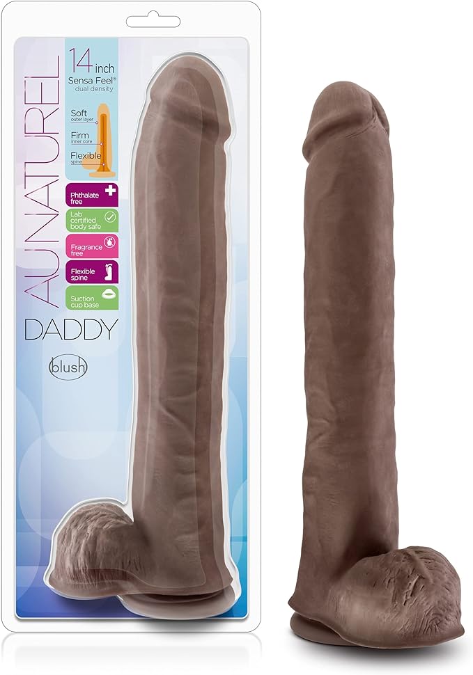 Au Naturel - Daddy - 14in Dildo - Chocolate - Dildos - www.Coyha.com