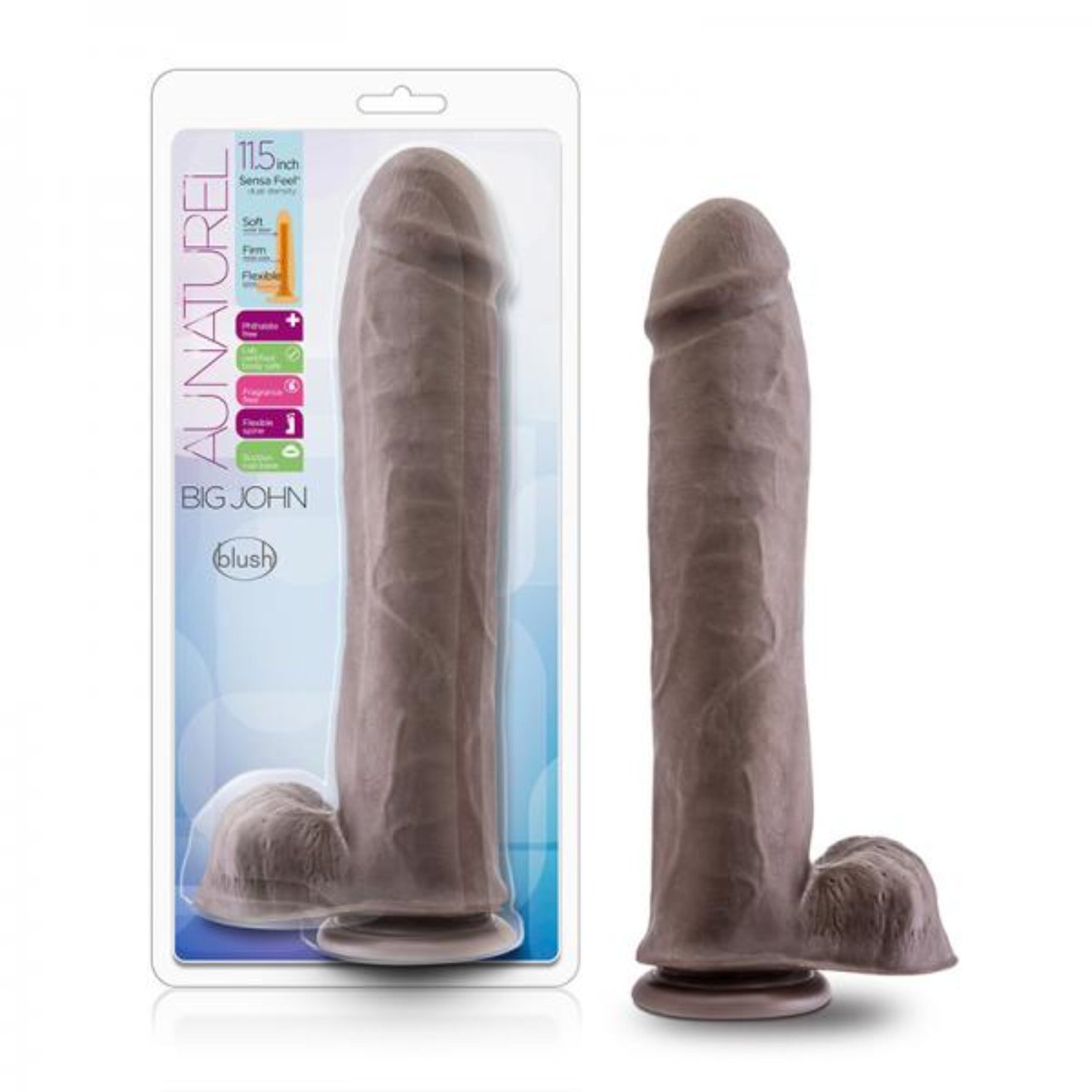 Au Naturel - Big John - 11.5 inch Dildo Chocolate - Dildos - www.Coyha.com