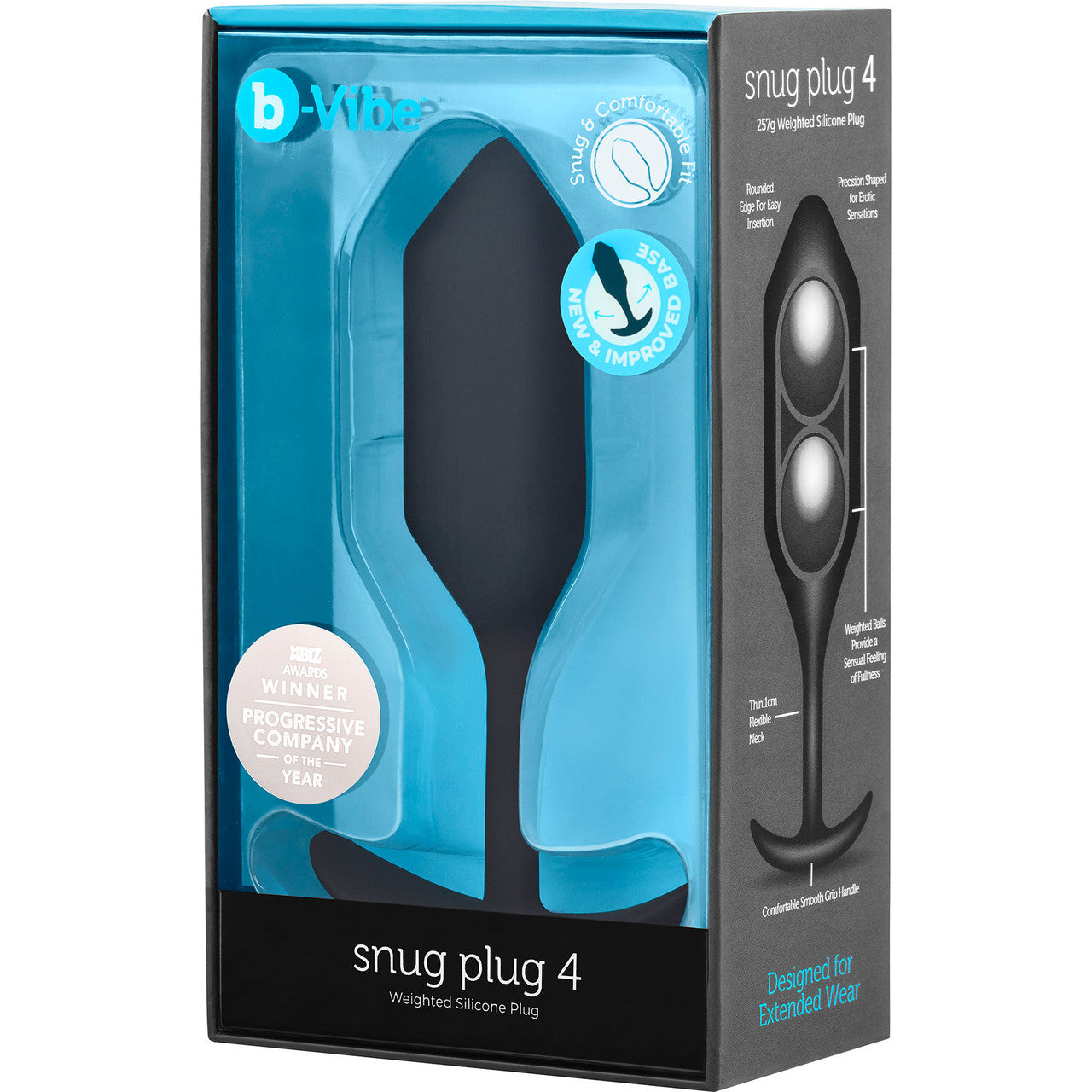 B-Vibe Snug Plug 4 Weighted Anal Butt Plug Black - Anal Toys - www.Coyha.com