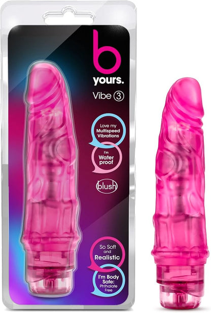 B Yours Cock Vibe 3 Pink Realistic Vibrating 7.75 Inch Dildo - Vibrators - www.Coyha.com