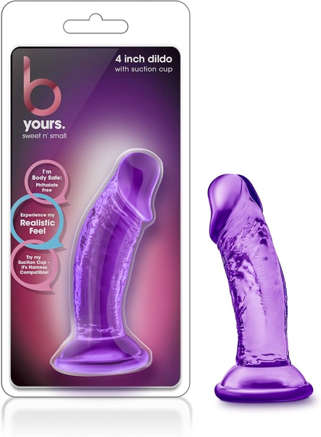 B Yours Sweet N' Small 4 Inch Dildo With Suction Cup - Purple - Dildos - www.Coyha.com