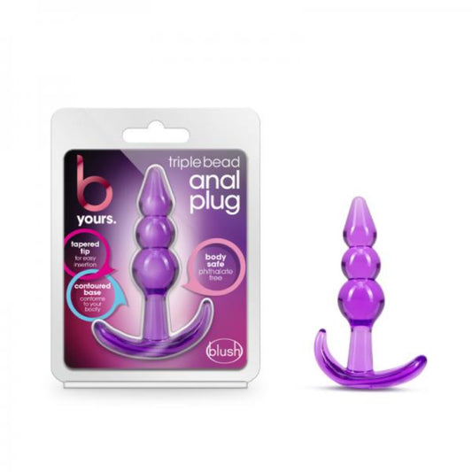 B Yours Triple Bead Anal Butt Plug Purple - Anal Toys - www.Coyha.com