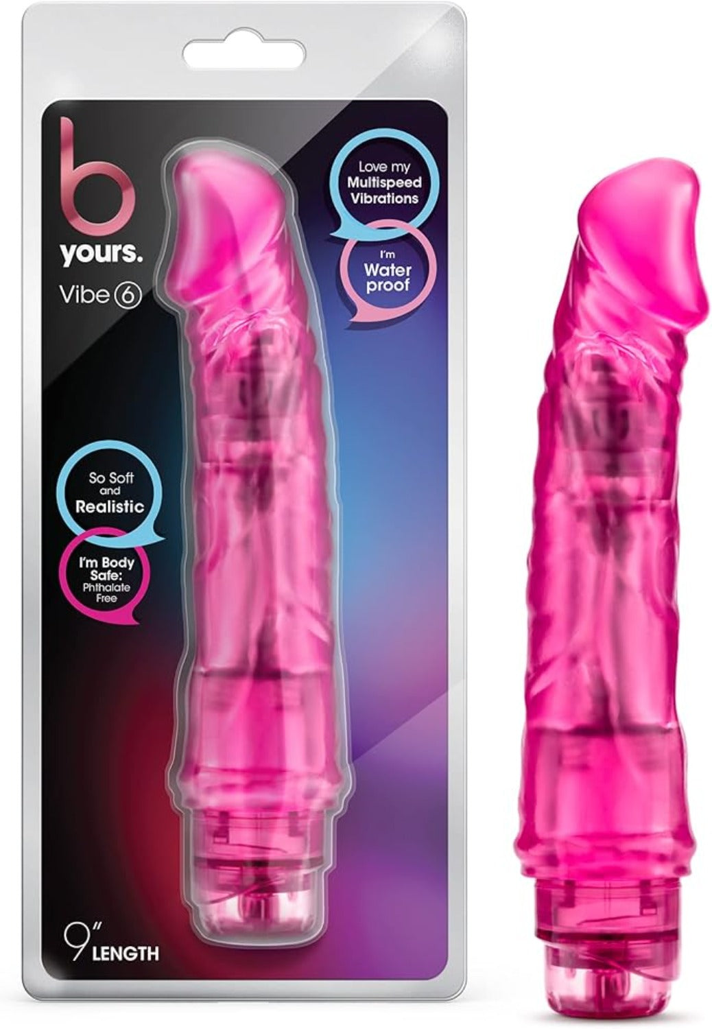 B Yours Vibe 6 Vibrating 9 Inch Dildo Pink - Vibrators - www.Coyha.com