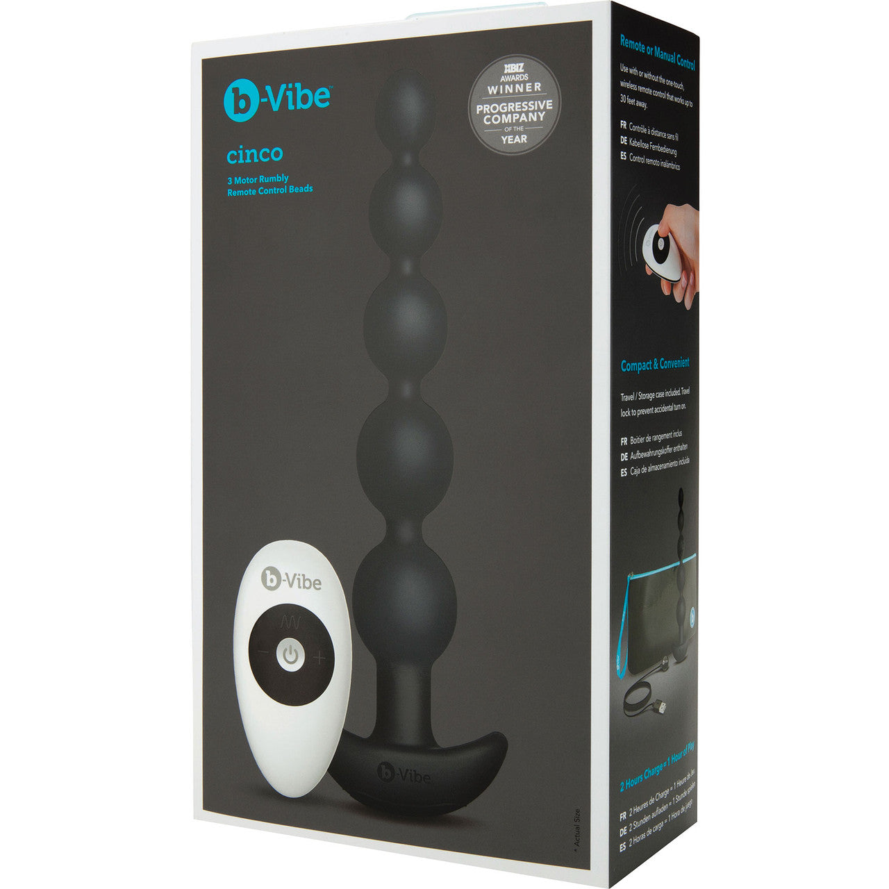 B-vibe Cinco Rechargeable Anal Beads With Remote - Anal Toys - www.Coyha.com