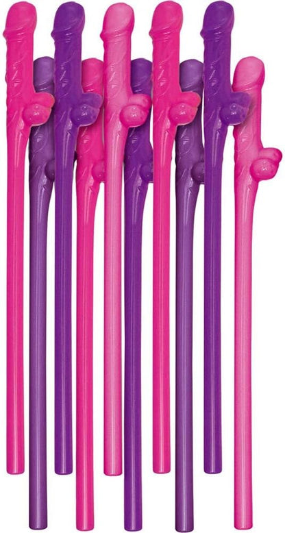 Bachelorette Party Favors Dicky Sipping Straws Pink/purple 10pc - Extras - www.Coyha.com