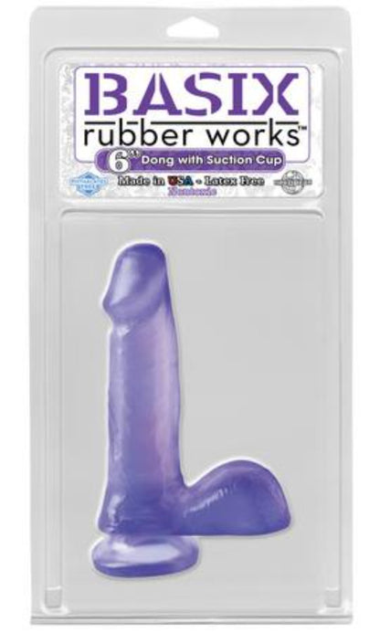 Basix Rubber Works Purple Tease 6 Inch Dildo With Suction Cup - Dildos - www.Coyha.com