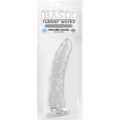 Basix Rubber Works Slim Clear 7 inch Dildo With Suction Cup - Dildos - www.Coyha.com