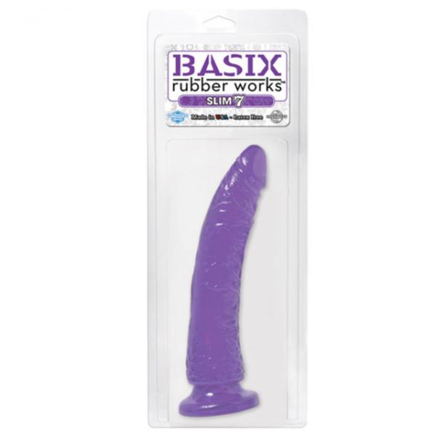 Basix Rubber Works Slim Purple 7 inch Dildo With Suction Cup - Dildos - www.Coyha.com