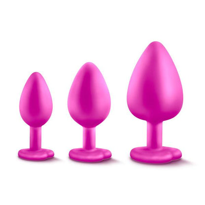 Bling Anal Butt Plugs Training Kit Pink With White Gem - Anal Toys - www.Coyha.com