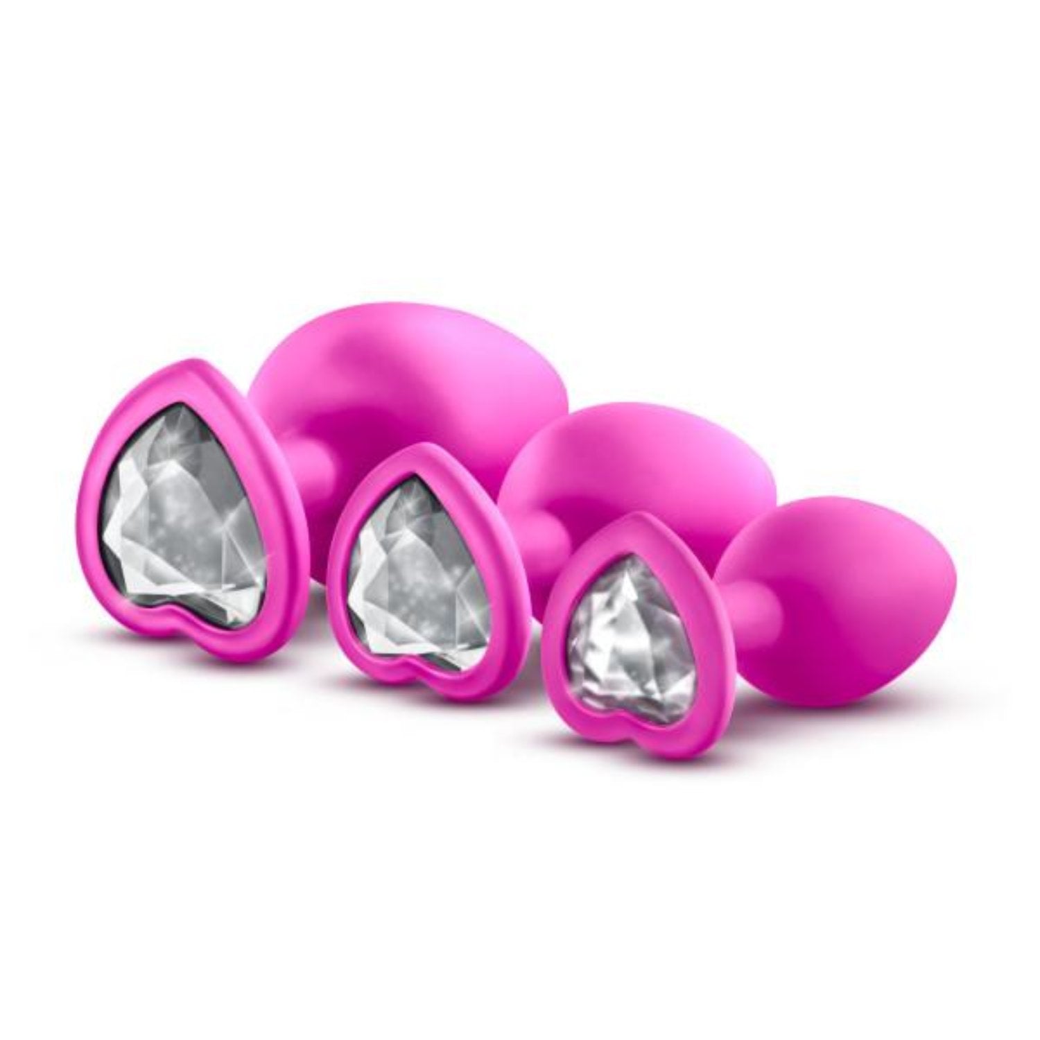 Bling Anal Butt Plugs Training Kit Pink With White Gem - Anal Toys - www.Coyha.com