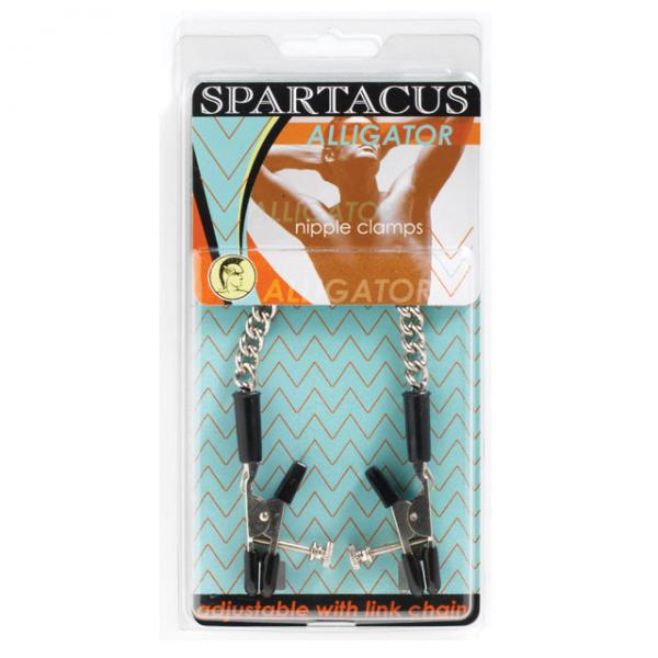 Spartacus Adjustable Nipple Clams With Curbed Chain Rubber Tipped - Bondage - www.Coyha.com