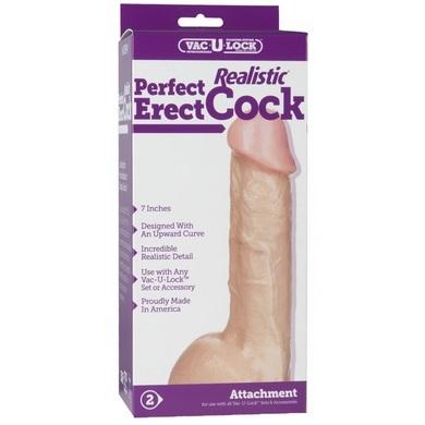 Vac-U-Lock 7in Realistic Perfect Erect Cock - Beige - Dildos - www.Coyha.com