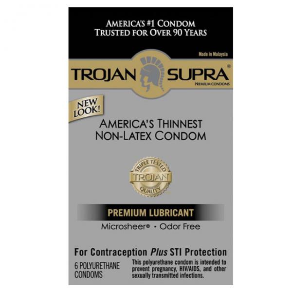 Trojan Supra Microsheer Polyurethane Condoms 6 Pack - Extras - www.Coyha.com