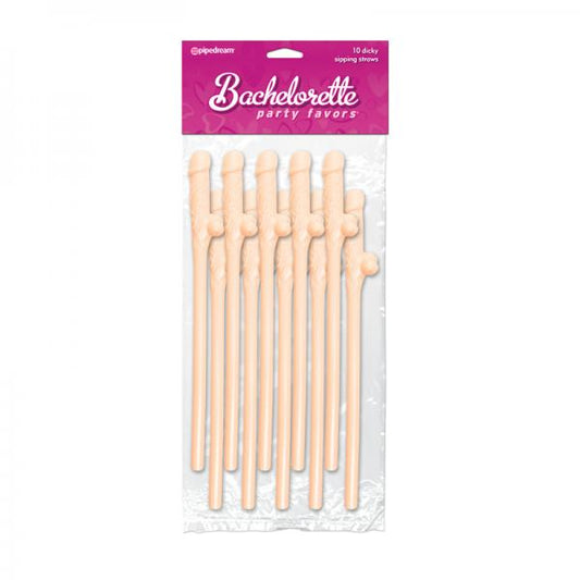 Bachelorette Party Favors Dicky Sipping Straws Beige 10pc. - Extras - www.Coyha.com