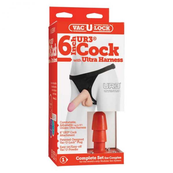 Vac-U-Lock 7in Ultraskyn Dildo with Ultra Harness - Beige - Dildos - www.Coyha.com