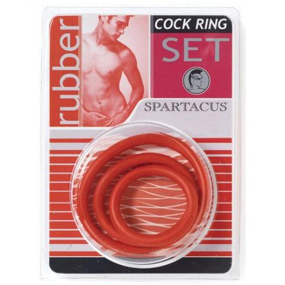 Spartacus Cock Ring Set (3 Rubber Enhancers/red) - Men's Toys - www.Coyha.com