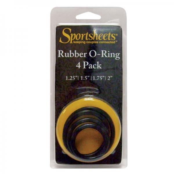 Sportsheets Rubber Rings 4 Pack Black - Men's Toys - www.Coyha.com