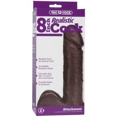 Vac-U-Lock 8in Realistic Cock - Brown - Dildos - www.Coyha.com