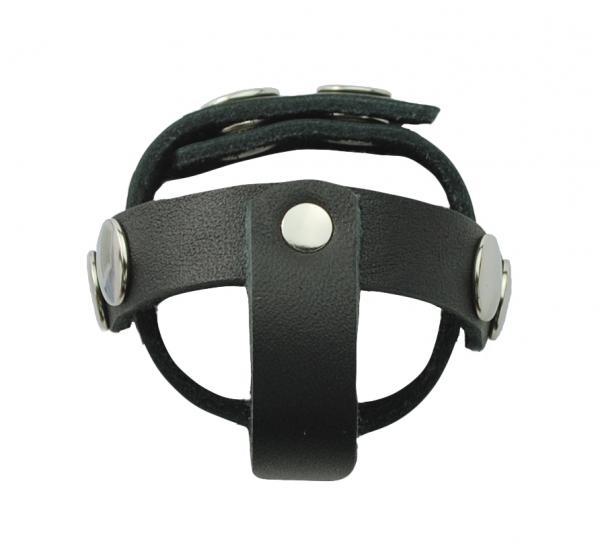 T Style Ball Divider Leather Snap Closure Black - Bondage - www.Coyha.com