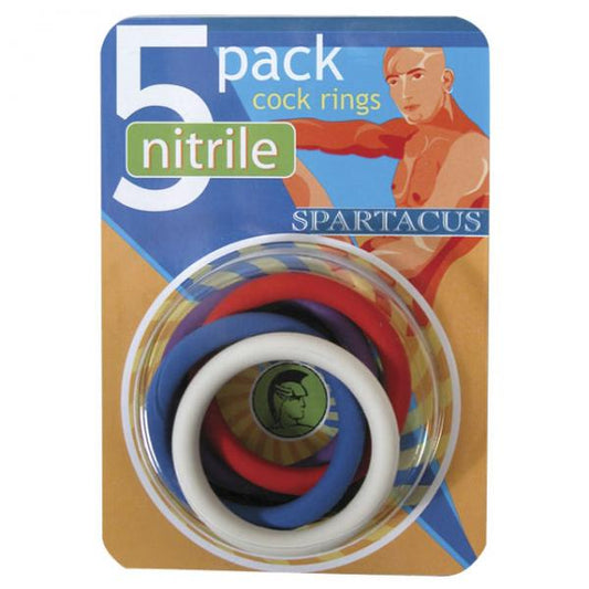 Spartacus Nitrile Cock Rings 5 Pack 1.5 inches - Men's Toys - www.Coyha.com