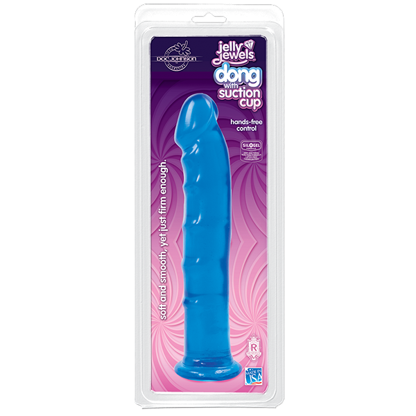 Jelly Jewels Dong With Suction Cup 8 Inch - Blue - Dildos - www.Coyha.com