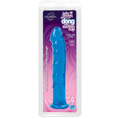 Jelly Jewels Dong With Suction Cup 8 Inch - Blue - Dildos - www.Coyha.com