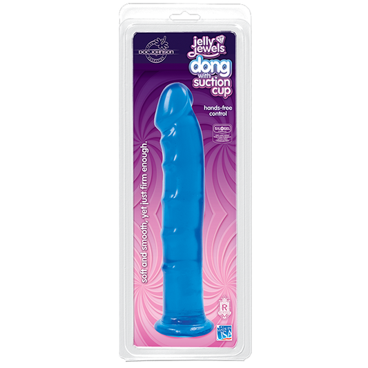 Jelly Jewels Dong With Suction Cup 8 Inch - Blue - Dildos - www.Coyha.com