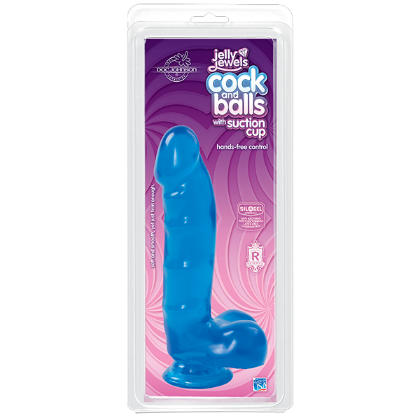 Jelly Jewels Cock Balls Suction Cup Sapphire Blue - Dildos - www.Coyha.com