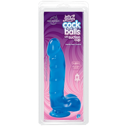 Jelly Jewels Cock Balls Suction Cup Sapphire Blue - Dildos - www.Coyha.com