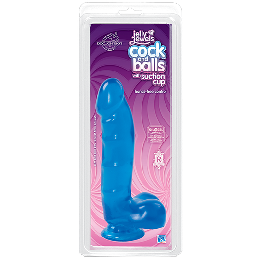 Jelly Jewels Cock Balls Suction Cup Sapphire Blue - Dildos - www.Coyha.com