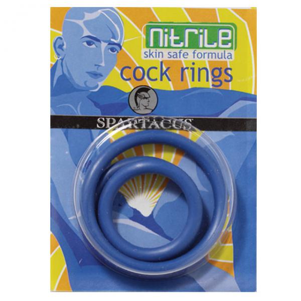 Nitrile Cock Ring Set (blue/3) - Men's Toys - www.Coyha.com