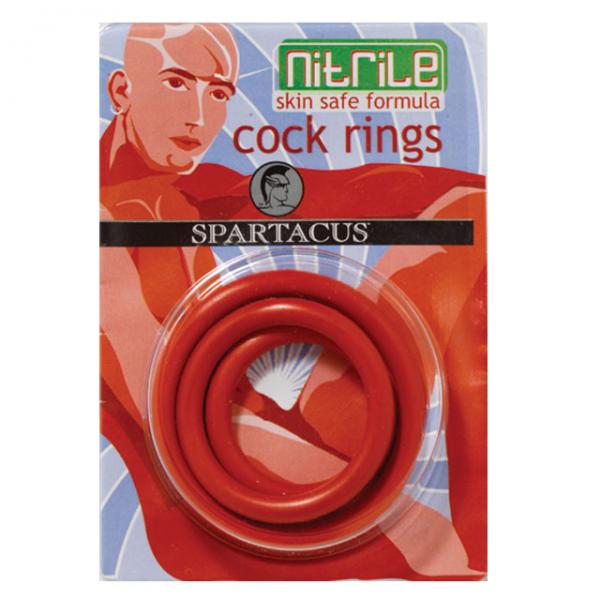 Nitrile Cock Ring Set (red/3) - Men's Toys - www.Coyha.com