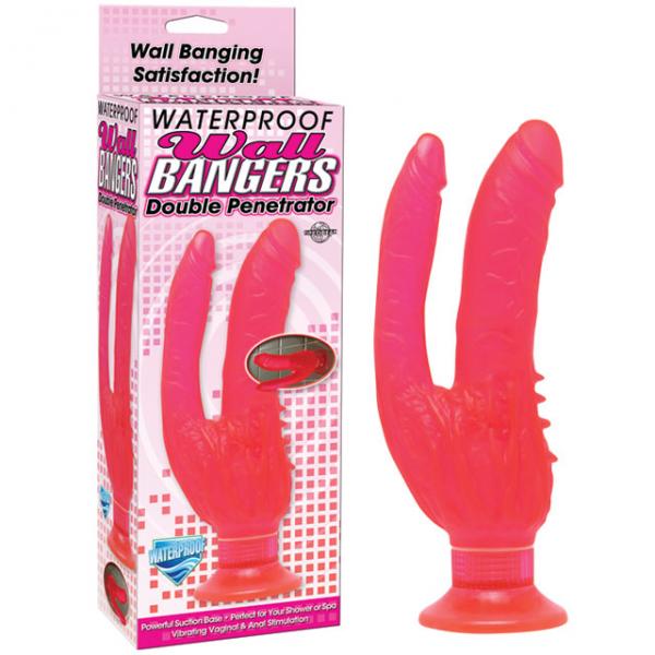 Waterproof Wall Bangers Double Penetrator Pink Suction Cup - Dildos - www.Coyha.com